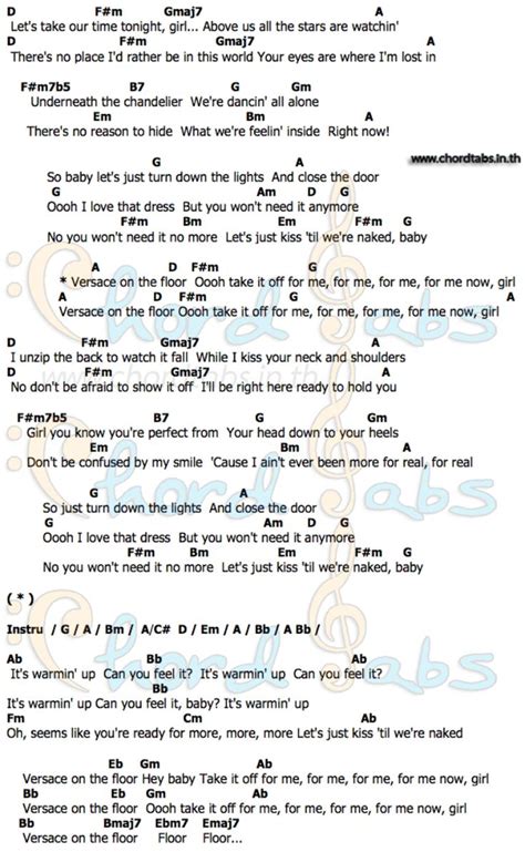 chords for versace on the floor|Versace on the floor lyrics and chords.